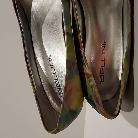 Bellini Tamesis heels 8M embossed soft leather bright green pink floral print - Picture 7 of 8